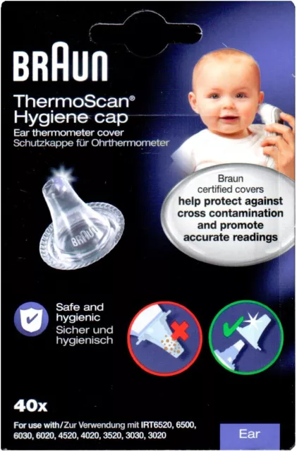 Braun LF40 Thermoscan Hygiene Caps Pack of 40 for Ear Thermometer - Probe Covers