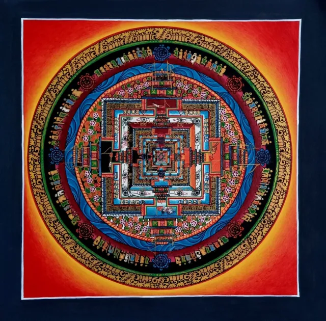 Größe 25 CM Tibetisch Dalai Lama Kalachakra Thangka Mandala Kunst Malerei, KT24