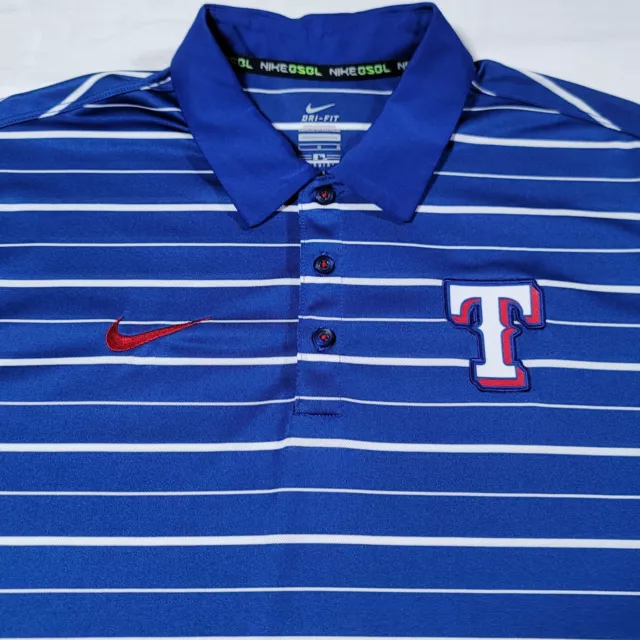 Texas Rangers Shirt Mens Large Red Polo Nike Swoosh Logo MLB Baseball Dri-Fit