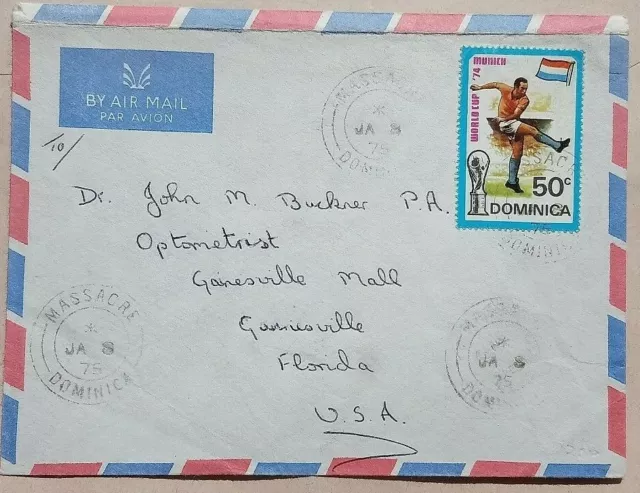 Dominica 1975 Airmail Cover To U. S. With Massacre Postmark