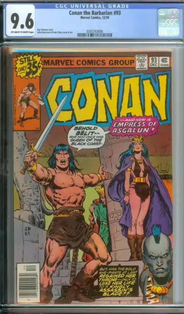 Conan The Barbarian #93 Cgc 9.6 Ow/Wh Pages