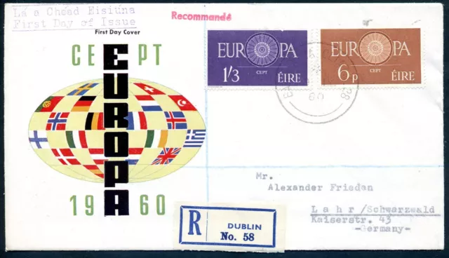 Irland Ireland Eire CEPT Europa Europe R Brief Letter Dublin 1960 FDC 50 Kat