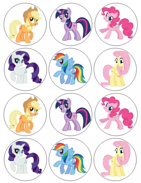 12 x My Little Pony PRECUT Wafer Cupcake Toppers Kids Birthday Image