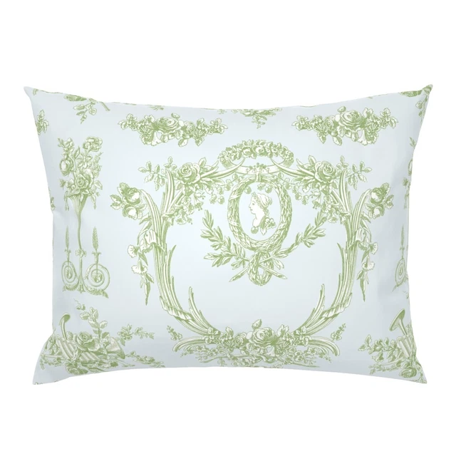 French Vintage Rococo Toile Cottage Style Floral Pillow Sham by Spoonflower