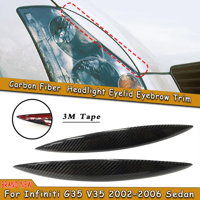 2pcs Car Headlight Eyelid Cover Trim For Infiniti G35 V35 2002–2006 4 Door Sedan