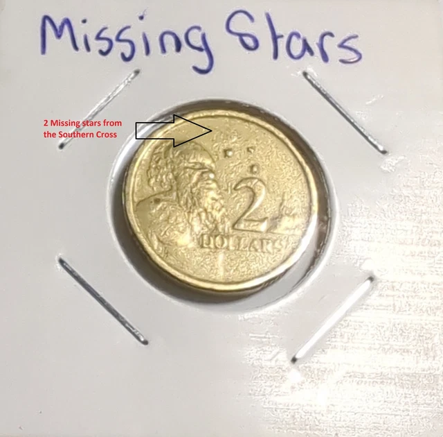 MASSIVE ERROR AUSTRALIAN $2 dollar coin MISSING STARS in SOUTHERN CROSS ...