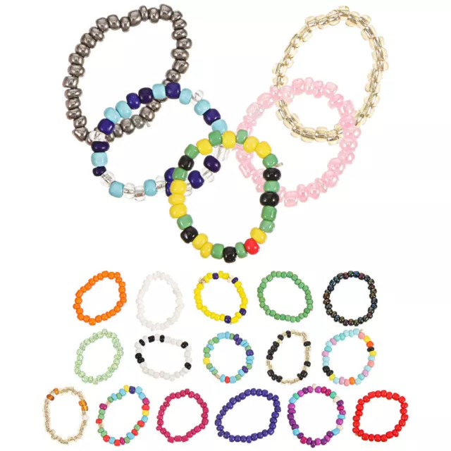 21 Pcs Perlenring Bunte Ringe Accessoires Für Mädchen Kinderperlen Sommer