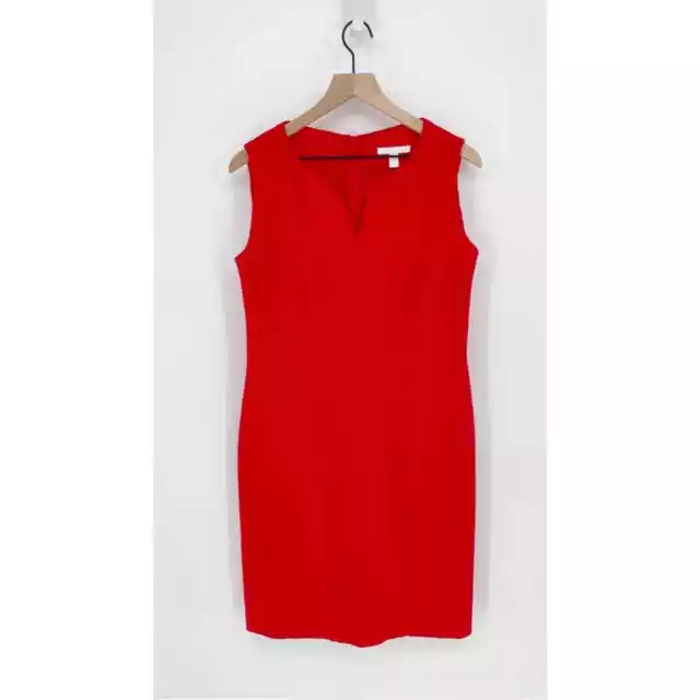 HUGO BOSS Daladi Sleeveless Notched Sheath Dress Red Women's 10 3