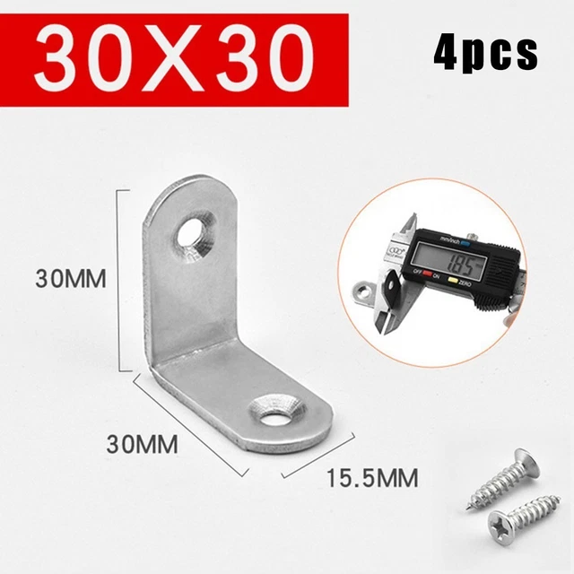 4pcs L Bracket Corner Brace Sets Stainless Steel 90 Degree Right Angle L-Shape