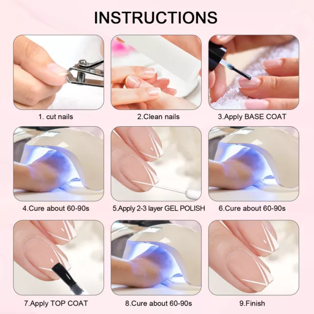 Nail Liner Gel Polish French Manicure Colours Glitter Art Pen Painting UV LED UK 3