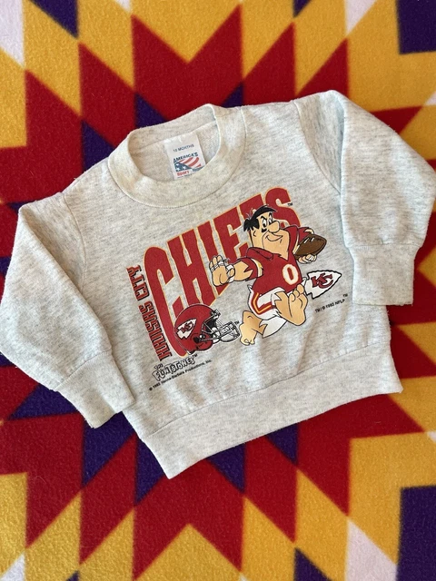Vintage 90s Kansas City Chiefs NFL Flintstones Kids Sweatshirt Size 18 Months