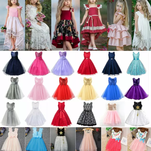 Girl Kid Birthday Party Tulle Tutu Dresses Princess Flower Wedding Prom Dress