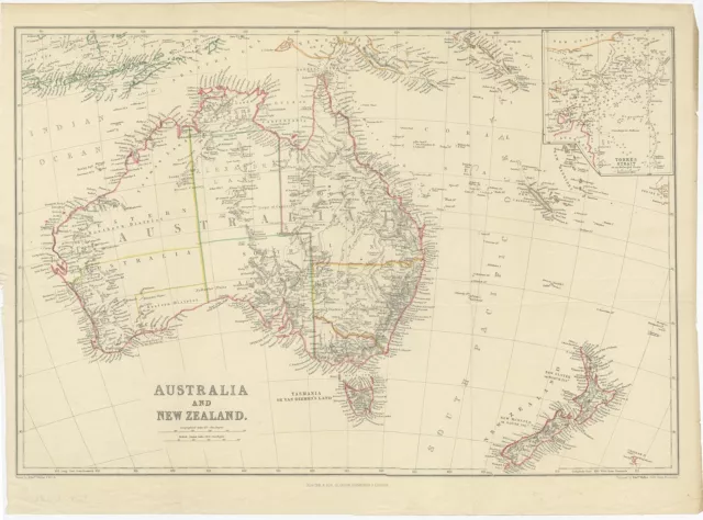 Antique Map of Australia and New Zealand by Weller (c.1860)