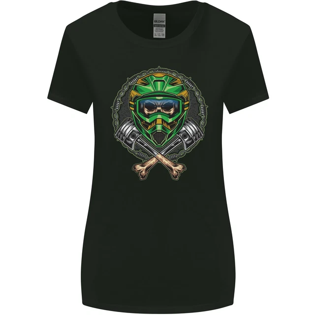 T-shirt motocross teschio dirt bike MotoX donna taglio più largo