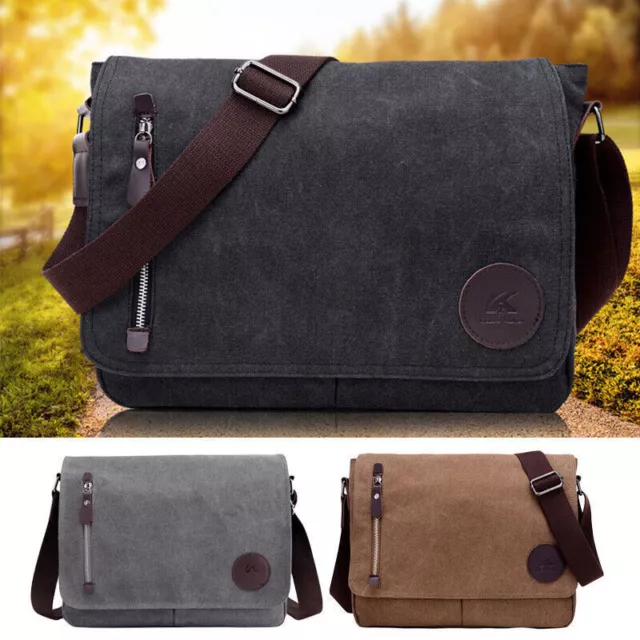 Men's Retro Shoulder Bag Satchel Canvas School Crossbody Laptop Messenger Bags~ 3