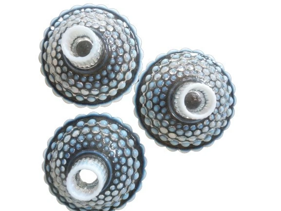 Fenton Blue Hobnail Opalescent Moonstone Glass Candlesticks Lot of 3 Vintage