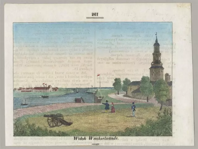 DANZIG / Gdansk - Weichselmündung - kolorierter Holzstich um 1860 2