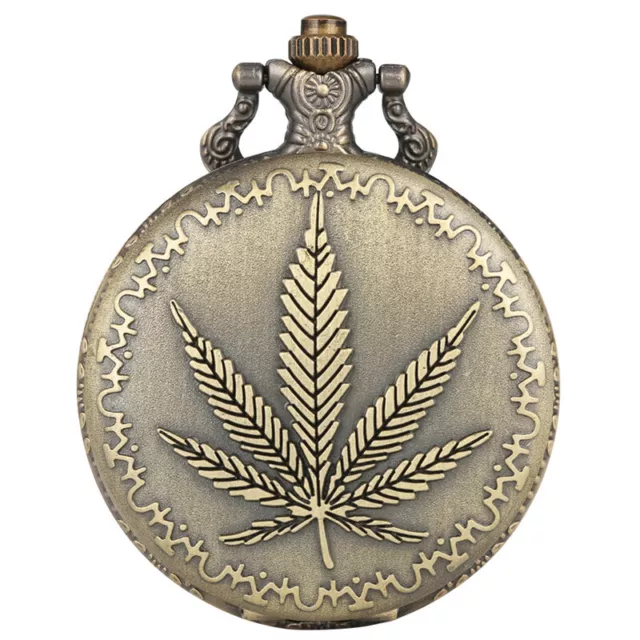 Antique Engraved Leaf Pattern Full Hunter Quartz Pocket Watch for Men Women Gift