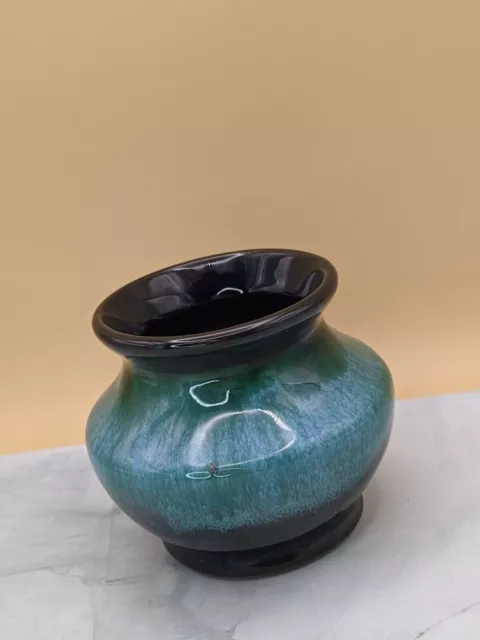 Blue Mountain Pottery BMP Ceramic Sugar Bowl Small Vase Green Blue Drip Glaze