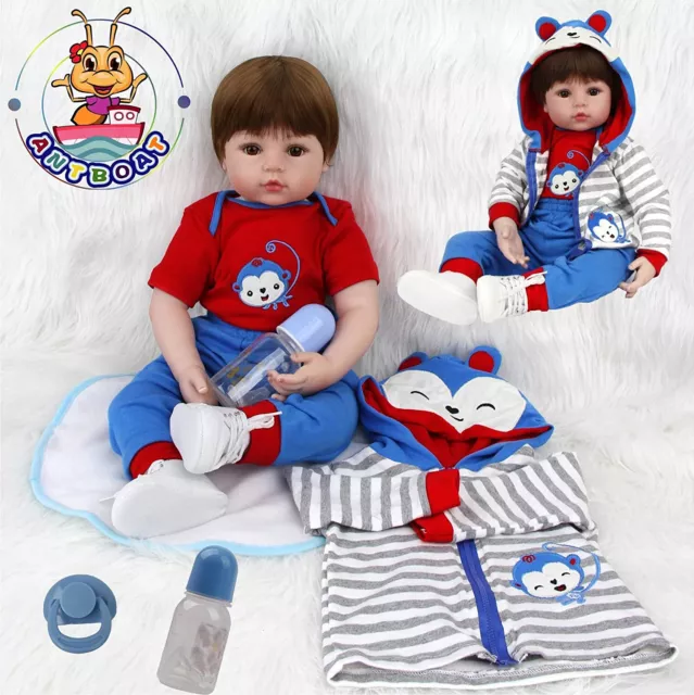 19" Reborn Dolls Baby Realistic Handmade  Soft Vinyl Silicone Newborn Xmas Gifts