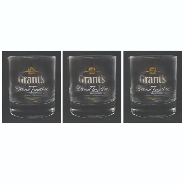 GRANTS SCOTCH WHISKY 3 x Old Fashioned Glasses 270ml BNWOB MAN CAVE ECOSSE