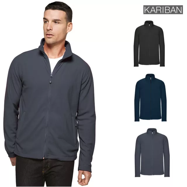 Chaqueta de microflecha Kariban con cremallera completa (K9102) - lana lisa en blanco con cremallera para adultos