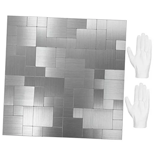 Peel and Stick Backsplash Metal Mosaic Tiles for Kitchen 10 Brushed Aluminum