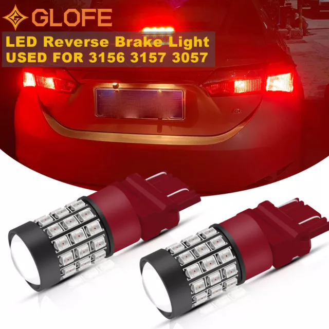 GLOFE 3157 Red LED Brake Tail Parking Stop Light Bulbs Error Free Strobe Flash