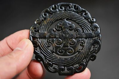 Exquisite Chinese Old Jade Hand Carved *Dragon* Pendant Z11