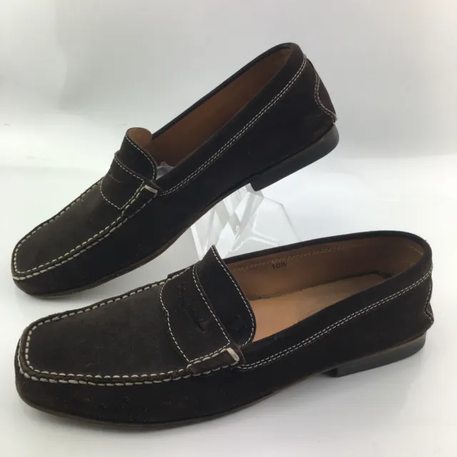 TOD'S SUEDE PENNY Loafers Men's Sz 10.5 Chocolate Brown Shoes Made In ...