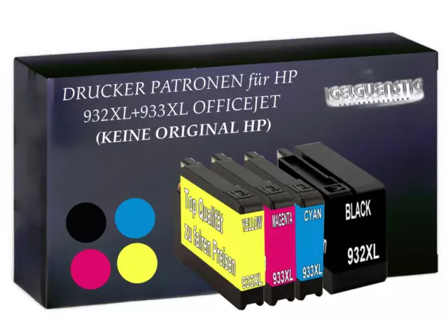 4x CARTUCCE INCHIOSTRO per HP 932XL+933XL OFFICEJET 6100 6600 6700 7110 7510A 7610