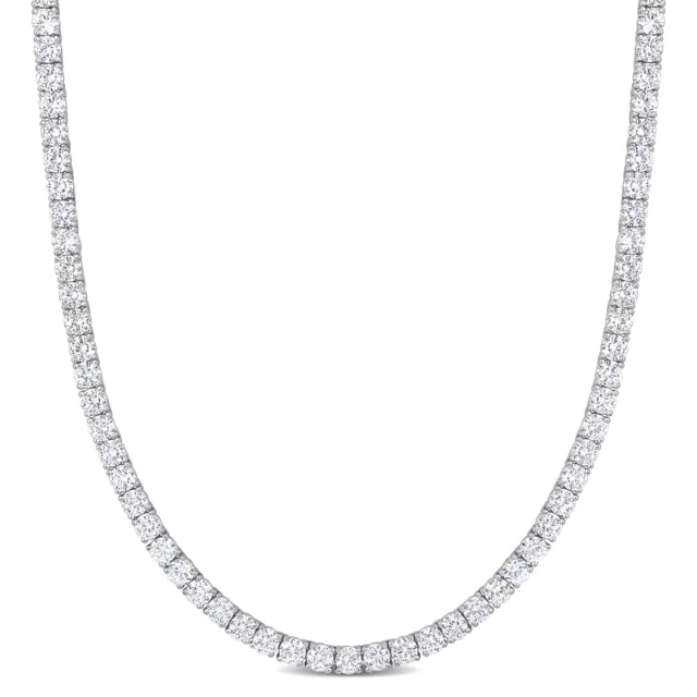 Amour Sterling Silver 32 CT TGW Created White Sapphire Necklace - 17 + 3 in EXT
