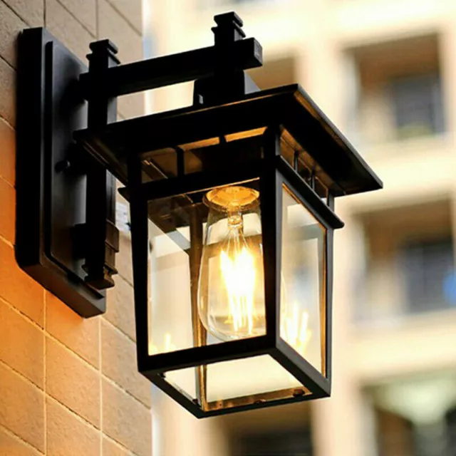 Retro Glass Wall Sconce Lamp IP45 Waterproof Outdoor Corridor Garden Wall Light