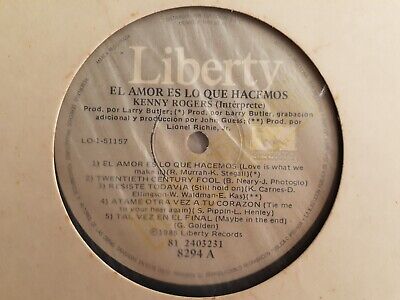 Kenny Rogers	El Amor es Lo Que Hacemos Promo Top Rare Label&Cover	1985	Argentina 2