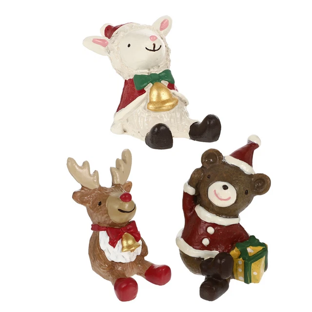 3 Pcs Xmas Decor Landscape Tree Christmas Bonsai Statue Table Ornament Deer