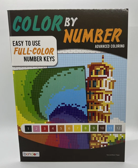 COLOR BY NUMBER Advanced Coloring Book 14 Illustrations by Bendon 4.