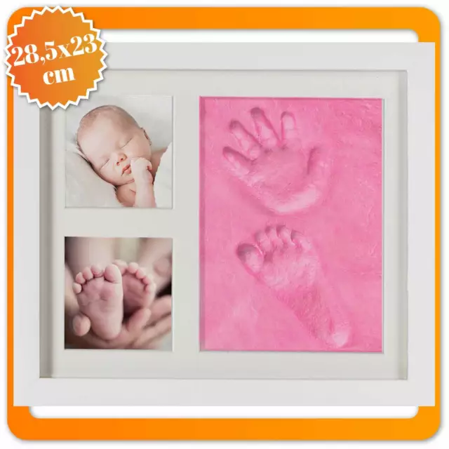 Baby Bilderrahmen Geschenk Set - Fotorahmen für Handabdruck Fußabdruck & Fotos
