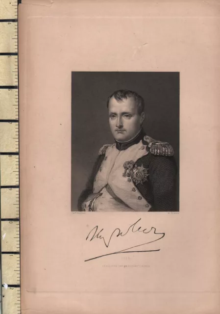 1843 con Fecha Victoriano Estampado ~ Soldado Retrato Facsímil Firma