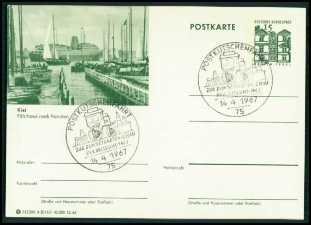BRD GA GANZSACHE 1965 KIEL FÄHRHAUS HAFEN SCHIFFE FÄHRE SHIPS fk45