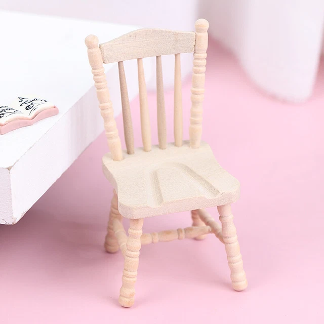 1:12 Dollhouse Miniature Wood Stool Chair Model Furniture Accessories Toys TP WF