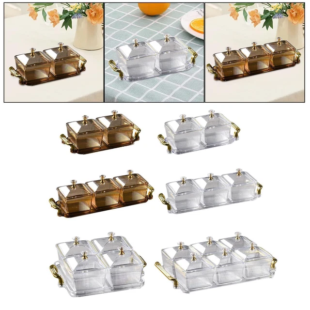 Assiette De Service 3 Grilles Ambre Pour Fruits Secs, Collations Et Salade - Plat Polyvalent Élégant