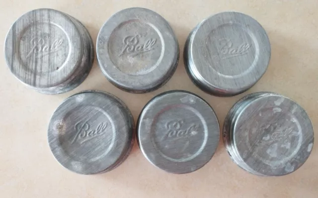 Ball ZINC LIDS Lot of 6 REGULAR MOUTH Mason Jar Canning Porcelain Lined Antique