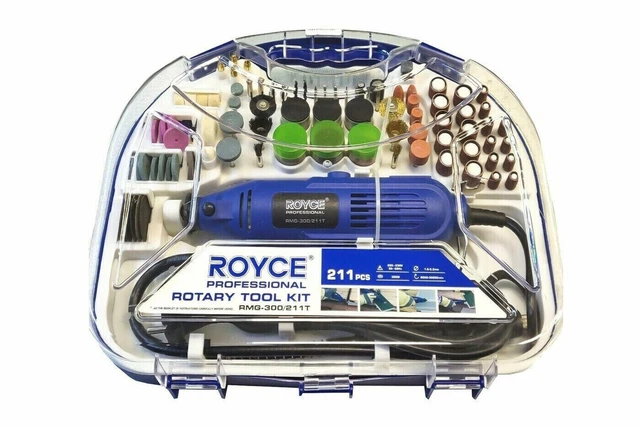Kit mini trapano 211 pezzi smerigliatrice rotante 300W punte frese Royce RMG-300
