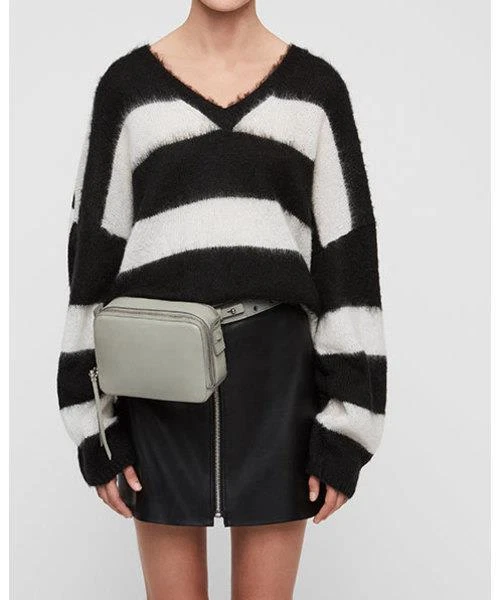 ALLSAINTS GREY LEATHER Purse Sid Fanny Pack Crossbody Waist Belt Bumbag 226.93 PicClick UK