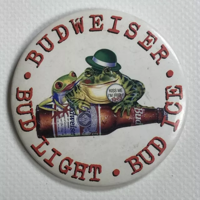 VTG Budweiser St Patricks Day Bud Light Ice Kiss Me Irish Frog Top Hat Funny