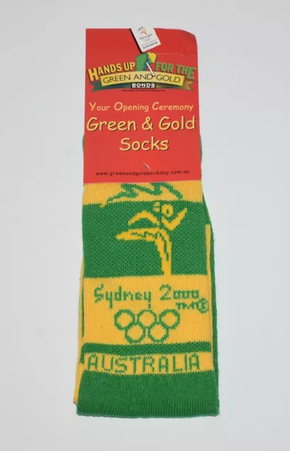 BONDS Sydney 2000 Olympic Games Your Opening Ceremony Green & Gold Socks NEW