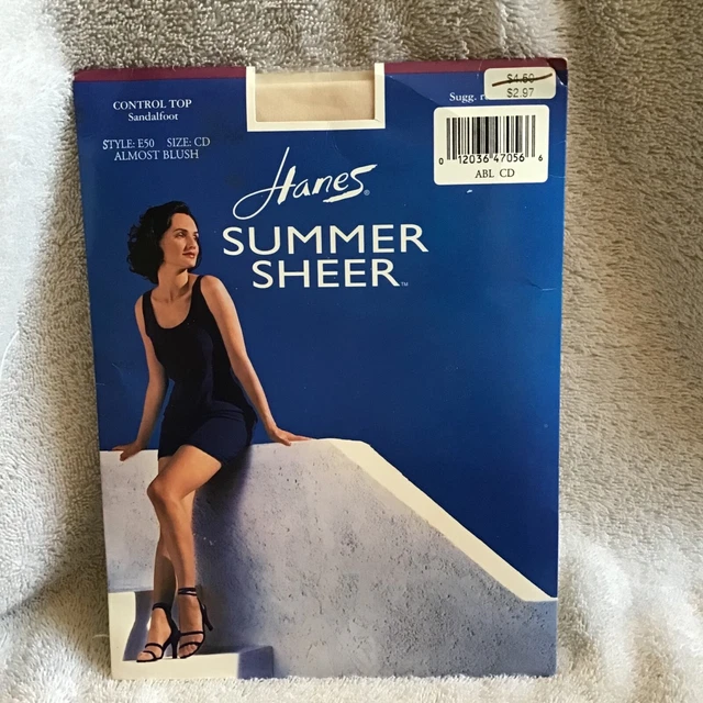 Hanes Summer Sheer Control Top Sandalfoot Pantyhose Size CD Almost Blush NEW