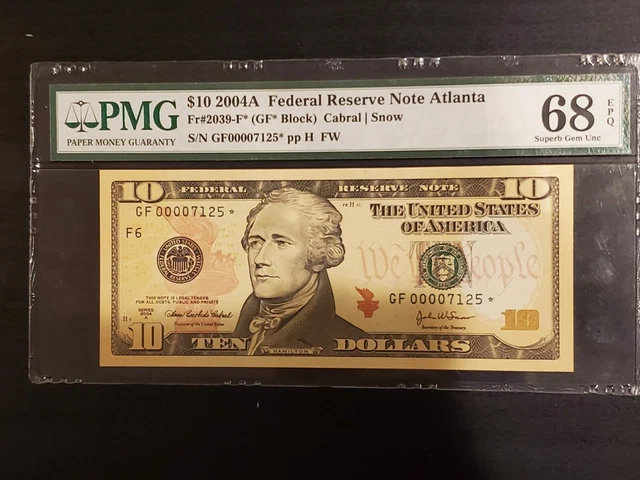 2004A $10 ATLANTA *STAR*  Fr.2039-F* PMG 68EPQ - Very scarce-LIMITED RUN!!