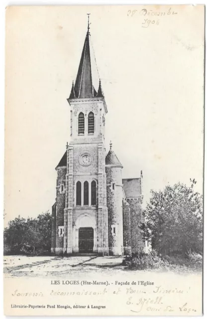 LES LOGES Haute marne(52) façade de l’Église CPA Précurseur écrite timbrée ~1904