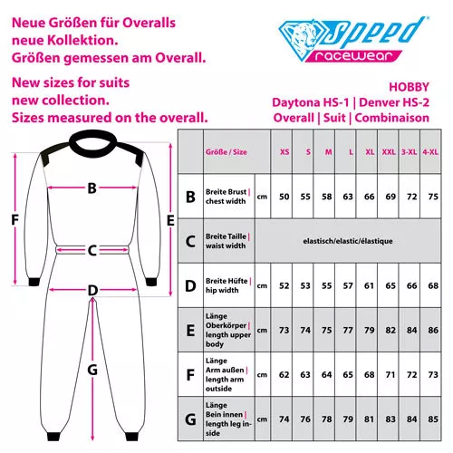 Speed Overall Denver HS-2 Kartoverall, Hobby Rennoverall blau-weiss suit 3